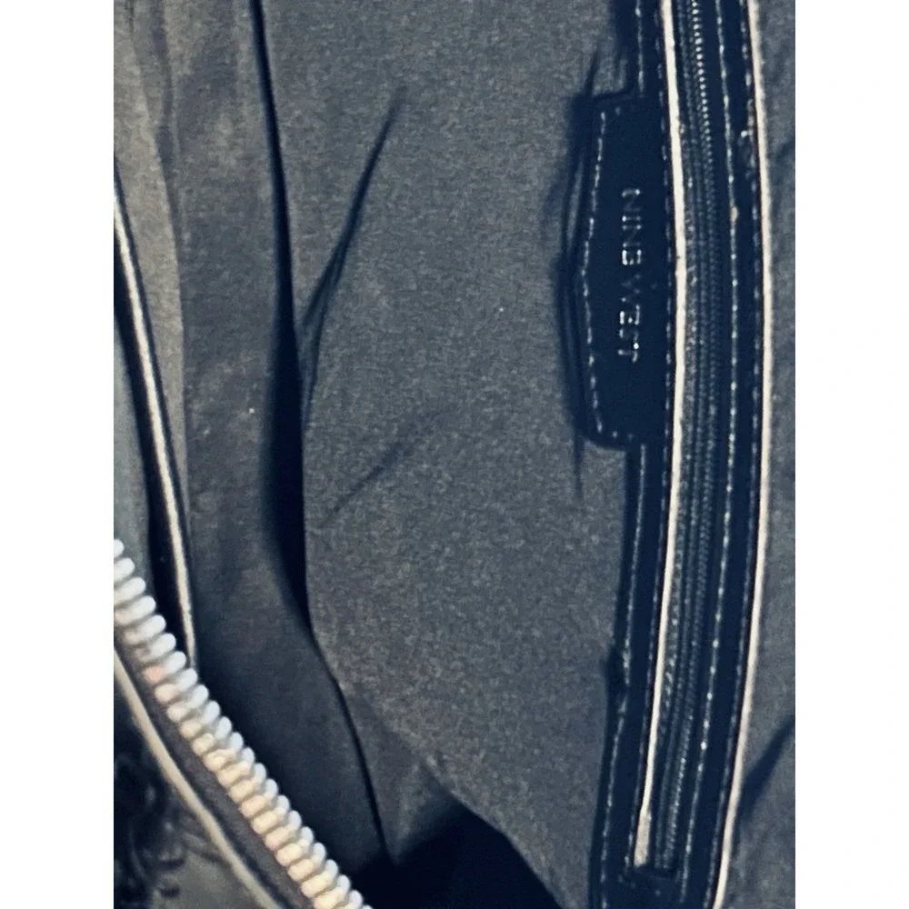 Nine West - Patterned - Solid Black - Satchel- Hand Bag W/Lock + Key Decor